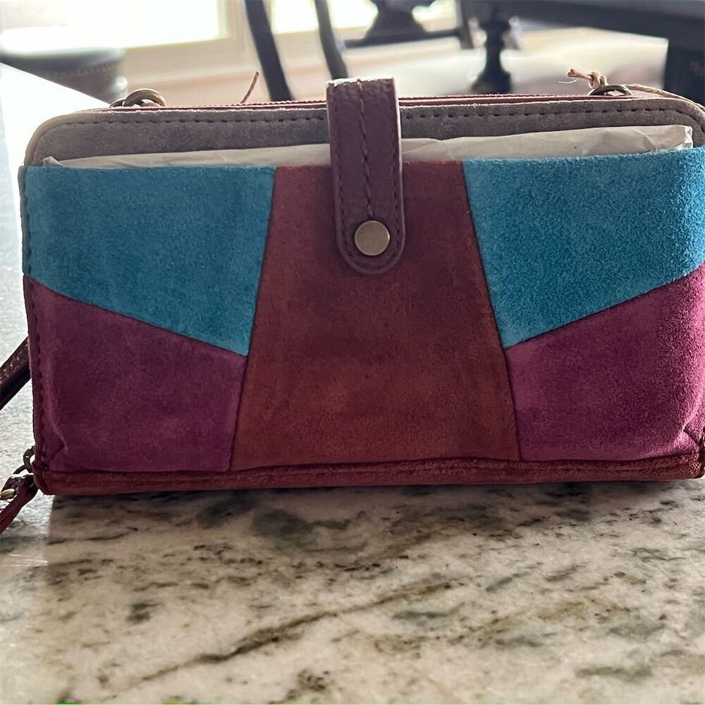 The Sak Iris Women's Multicolor Suede Patchwork Crossbody Bag Wallet